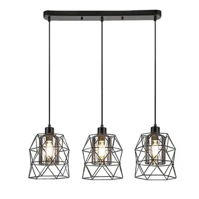 RABALUX Emrys, mat crna metalna visilica , E27 3x40W IP21