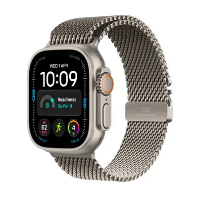 APPLE Watch Ultra 4 Cellular 49mm Natural Titanium Case with Natural Titanium Milanese Loop - M mja94se / a