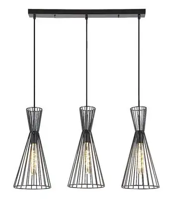RABALUX Leandros, mat crna metalna visilica, E27 3x40W IP20