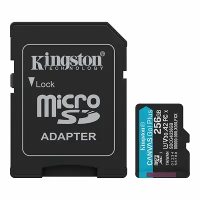 KINGSTON CanvasGo!Plus SDCG4, MicroSD 256GB + adapter, UHS-I, Class 10