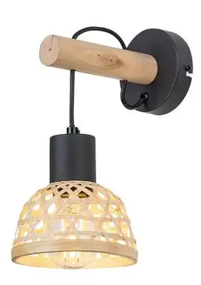 RABALUX Rattan, zidna lampa, crna metalna, E27 1x15W IP20