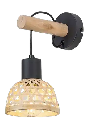 RABALUX Rattan, zidna lampa, crna metalna, E27 1x15W IP20