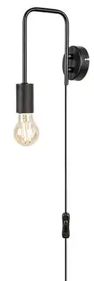 RABALUX Manzur, crna metalna zidna lampa, E27 1x40W IP20