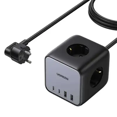 UGREEN CD268 kocka  /  razdelnik 7Portova 65W USB / USB C + 3xAC utičnica crna