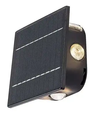 RABALUX Emmen, solarna zidna, crna plastika, LED, 0,5W, 50lm, CCT switch 3000 - 6000K