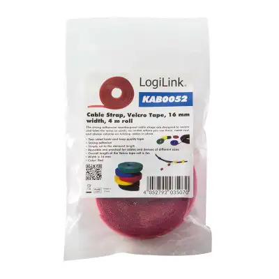 LOGILINK Cicak traka za vezivanje kablova Velcro 4m (Crvena)