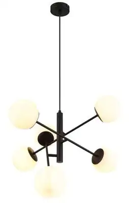 RABALUX Meduza, luster crni sa belim staklenim kuglama, 6xE14 G45, precnik 58cm