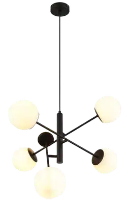 RABALUX Meduza, luster crni sa belim staklenim kuglama, 6xE14 G45, precnik 58cm
