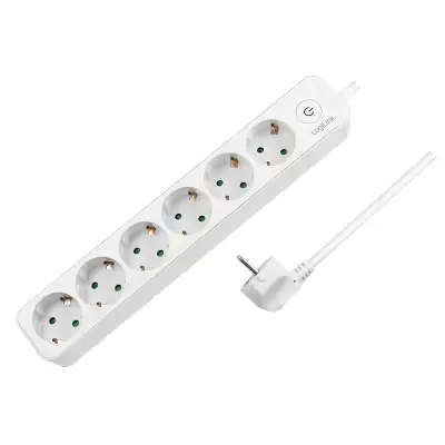 LOGILINK produzni kabl 6 mesta, prekidac, 1.5m, beli