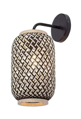 RABALUX Adalla, mat crna metalna zidna lampa sa ratanskim abažurom, E27 1x40W, IP20