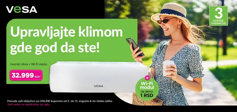 VESA klima uz Wi-Fi modul za samo 1 dinar