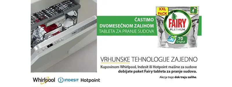 Whirlpool i Tehnomedia vam poklanjaju dvomesečnu zalihu tableta za pranje sudova