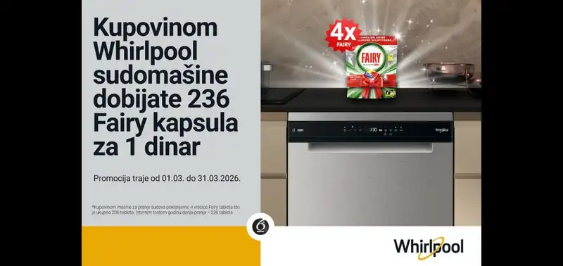 Whirlpool sudomašine koje štede vreme – uz Fairy kapsule za skoro godinu dana pranja sudova