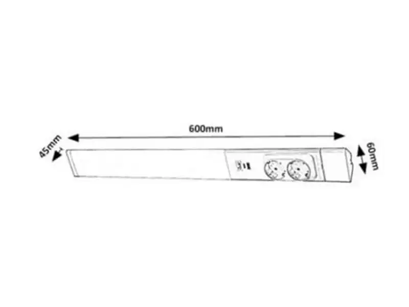 RABALUX Bilal, nocno svetlo LED 18W, 1750lm, 4000K, 60cm, beli aluminium, sadrži dve uticnice i USB port, IP20