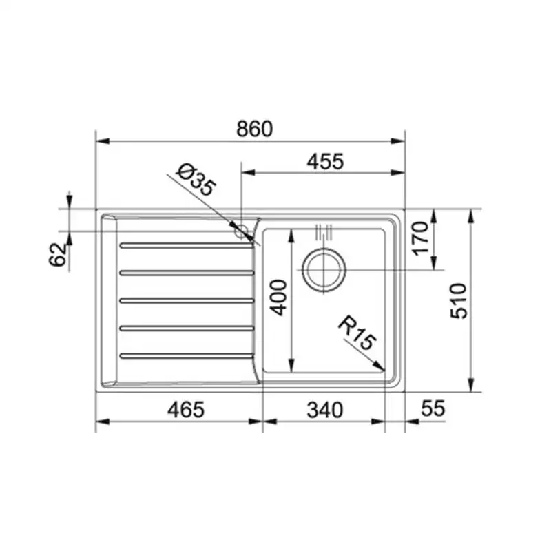 FRANKE NPX 611 DESNI INOX 101.0068.368