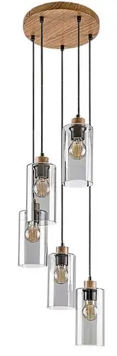 RABALUX Tanno, hrastova metalna visilica, E27 5x25W, IP22