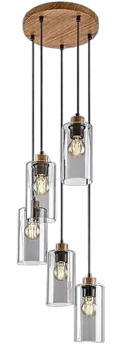 RABALUX Tanno, hrastova metalna visilica, E27 5x25W, IP22