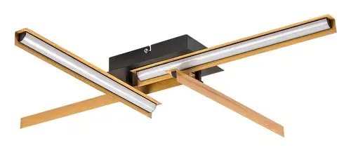 RABALUX Remiel, LED plafonjera metal crna/drvo, 20W, 1200lm, 3000K, 75x62cm