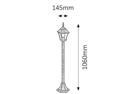 RABALUX Toscana spoljna lampa1m E27 60W staro srebro  IP43