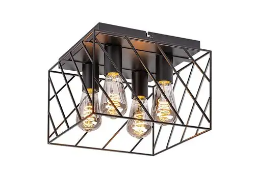 RABALUX Borooo, mat crna metalna plafonska lampa, E27 4x25W IP20
