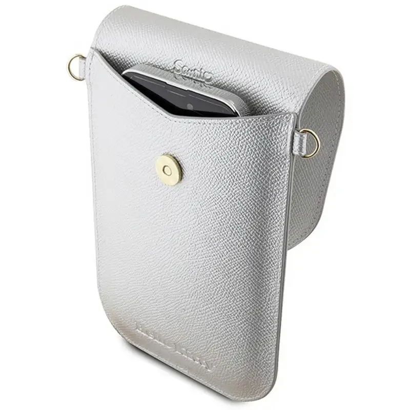 HELLO KITTY Leather Wallet Phone bag Silver