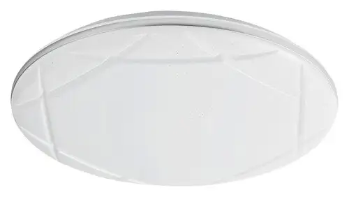 RABALUX Oswald2, unutrašnja plafonjera, srebrna metal lamp sa belim plasticnim abažurom, 24W, sa abažurom: 1800lm, bez abažura: 2400lm, 4000K, D40cm, H7cm, zvezdani efekat, IP20, staklo