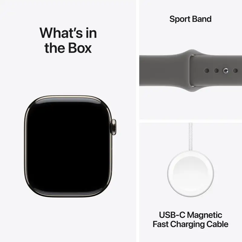 APPLE Watch S11 Cellular 42mm Natural Titanium Case with Stone Grey Sport Band - S/M mf8m4rk/a