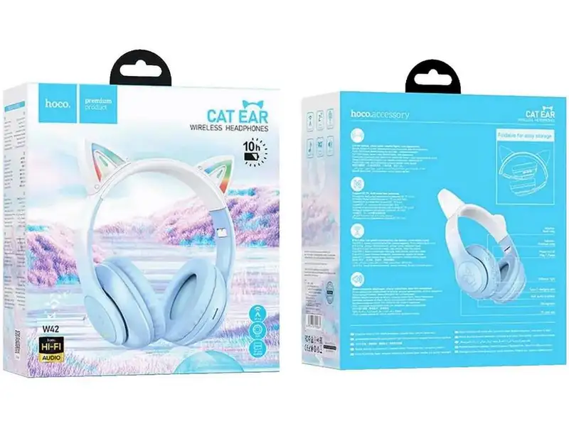 HOCO W42 Cat Ear Crystal Blue Bluetooth Bezicne Slusalice