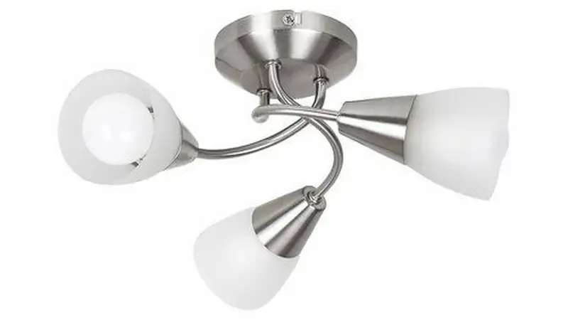 RABALUX Connor plafonska lampa, saten hrom/ opal staklo, E14