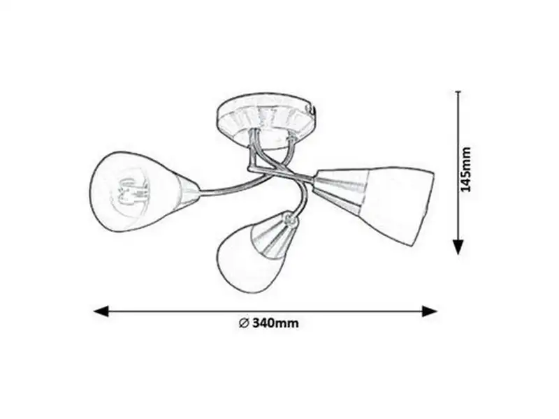 RABALUX Connor plafonska lampa, saten hrom/ opal staklo, E14
