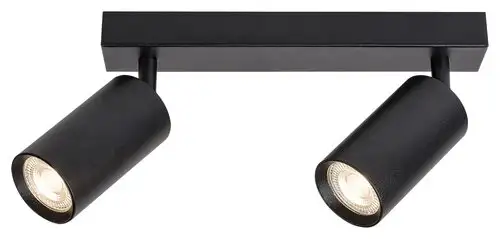 RABALUX Solo, plafonska crna metal spot lamp, 2xGU10