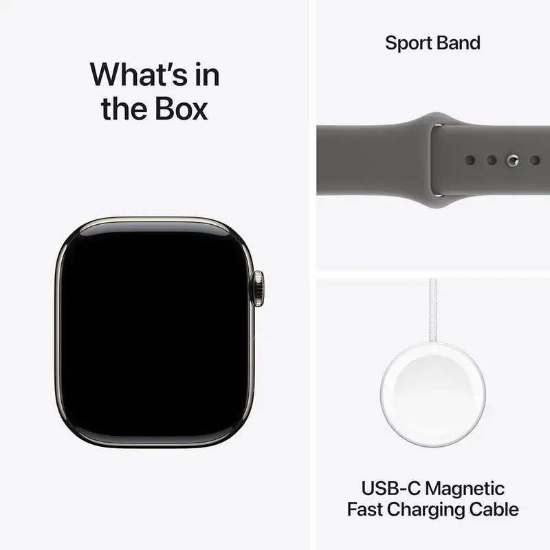 APPLE Watch S11 Cellular 46mm Natural Titanium Case with Stone Grey Sport Band - S/M mfcw4rk/a