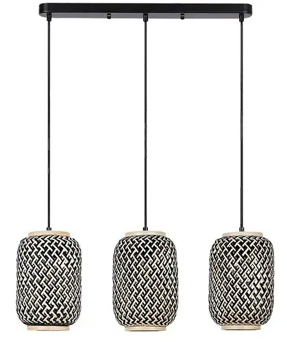 RABALUX Adalla, mat crna metalnavisilica sa ratanskim abažurom, E27 3x40W, IP21