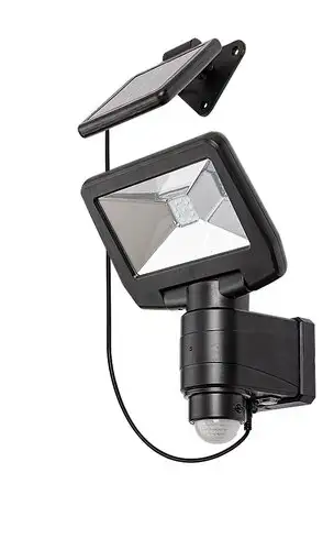 RABALUX Dojran spoljna solarna zidna lampa crna 5W 500lm 4000K senzor pokreta