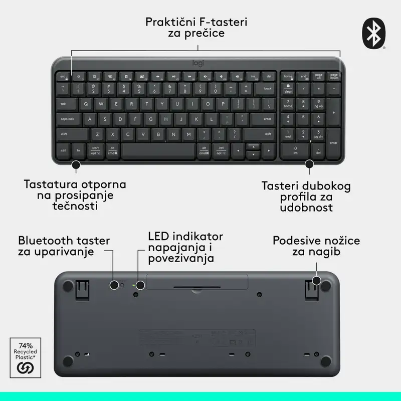LOGITECH K250 Graphite US 920-013451 Bezicna Tastatura