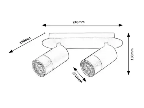 RABALUX Zircon, unutrašnja metal zidna lampa spot, 2xGU10