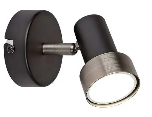 RABALUX Konrad, zidna lampa, mat crna sa srebrnom metalnom abažurom, GU10 1x50W, IP20