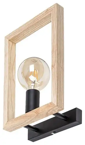 RABALUX Indigo, zidna lampa 1xE27, crna metal/drvo