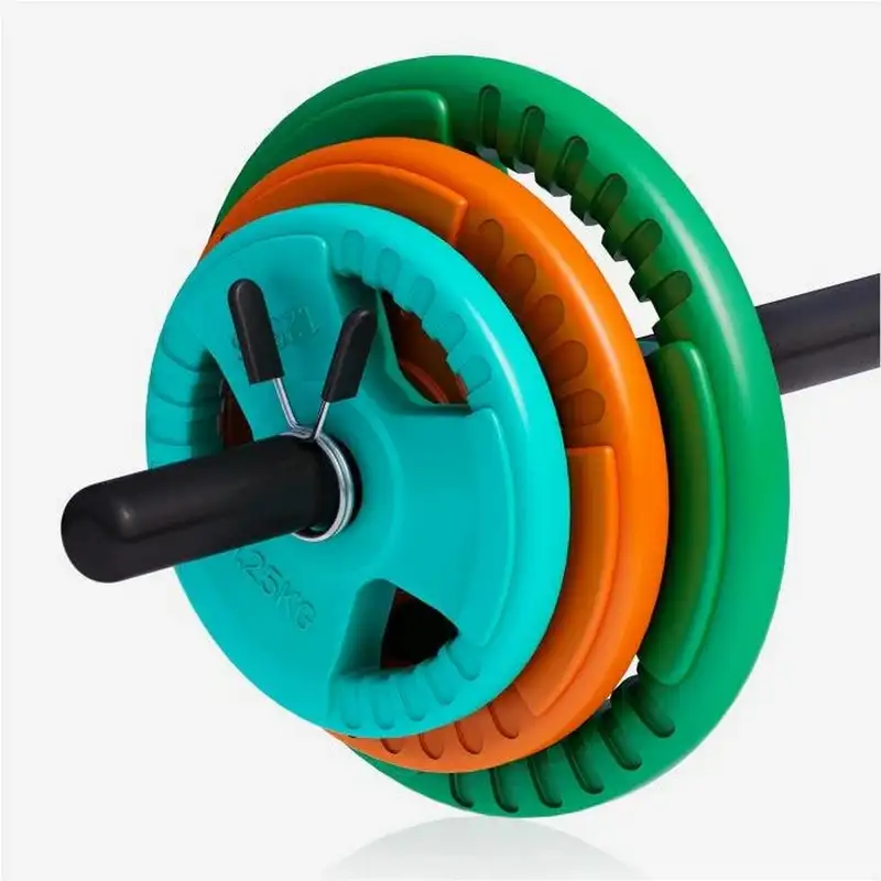 GORILLA SPORTS Sipka za aerobik sa tegovima i 2 sigurnosne opruge za diskove (20 kg)