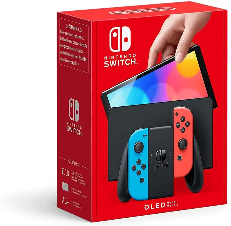 NINTENDO Switch Console (OLED Model) Neon Red and Blue
