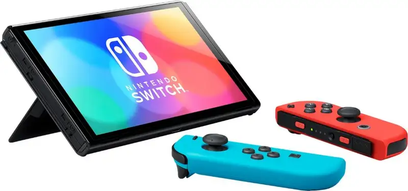 NINTENDO Switch Console (OLED Model) Neon Red and Blue
