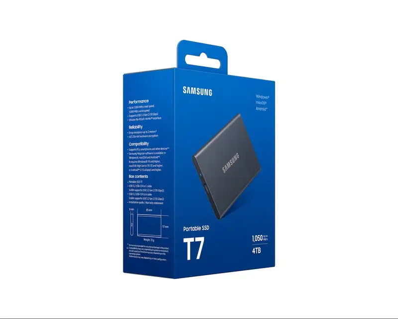 SAMSUNG Portable T7 4TB SSD MU-PC4T0T