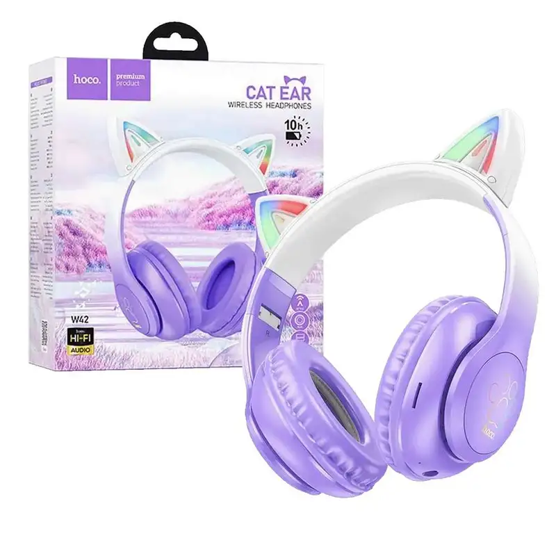 HOCO W42 Cat Ear Purple Grape Bluetooth Bezicne Slusalice