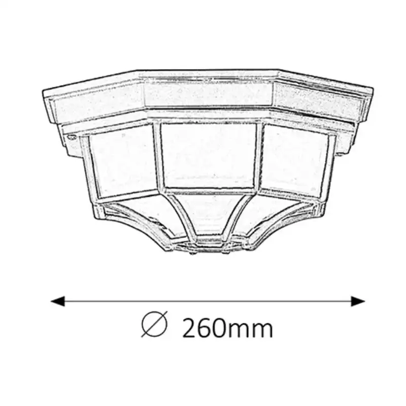 RABALUX Milano spoljna plafonjera E27 100W crno IP44