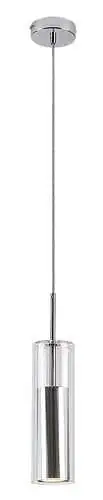 RABALUX Kalevi, visilica metal hrom / staklo 1xGU10, visina 150cm, tekstilni kabal