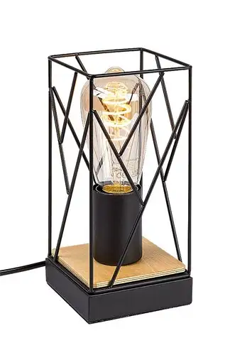 RABALUX Boire, stona lampa, crna metalna/drvena E27 1x40W IP20