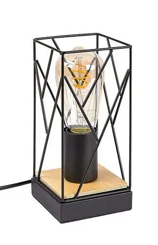 RABALUX Boire, stona lampa, crna metalna/drvena E27 1x40W IP20
