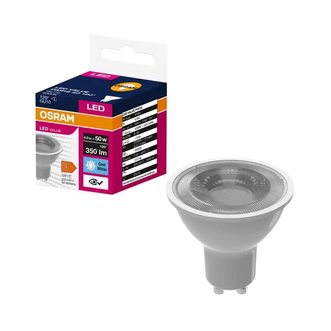 OSRAM  LED  GU10 5W (50W) 4000k 120 stepen