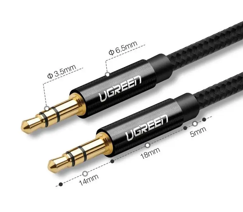 UGREEN AV112 AUX kabl 3.5mm 1m gold crni
