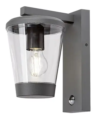 RABALUX Savano spoljna zidna lampa tamno siva aluminijumska E27 40W sa senzorom